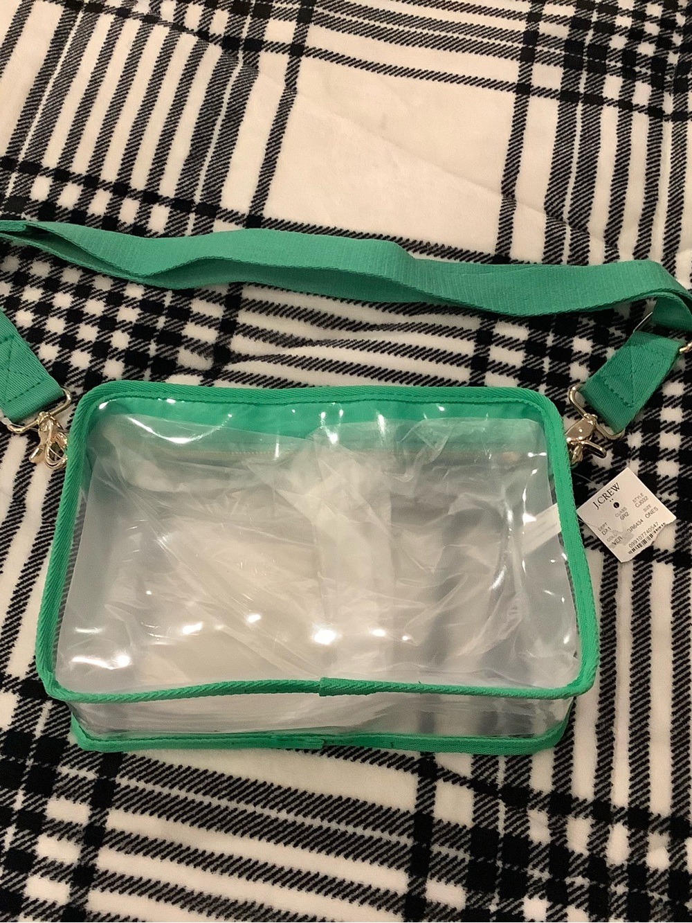 J. Crew Clear Crossbody with Mint Green Trim